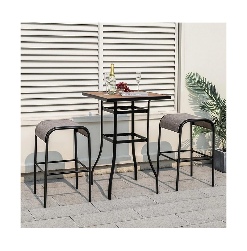 Boyel Living Set of 2/4 Patio Metal Bar Stools with Curved Fabric Seat-Set of 2