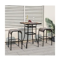 Boyel Living Set of 2/4 Patio Metal Bar Stools with Curved Fabric Seat-Set of 2
