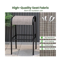 Boyel Living Set of 2/4 Patio Metal Bar Stools with Curved Fabric Seat-Set of 4