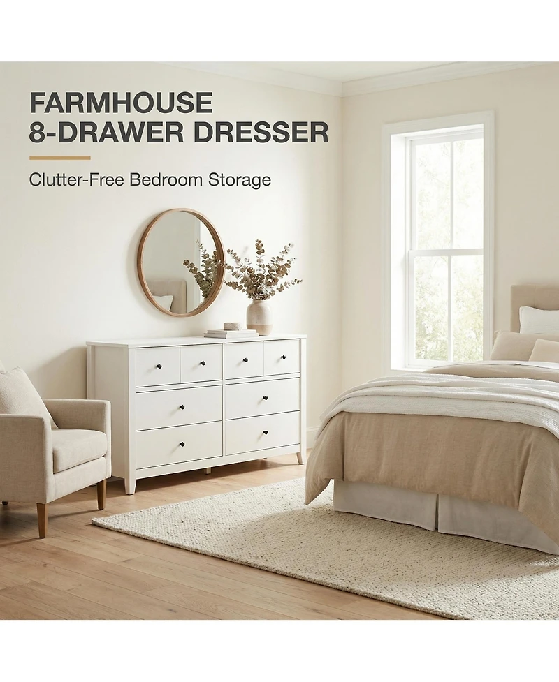 gaomon 8 Drawers Dresser for Bedroom, Fluted Wood Drawers