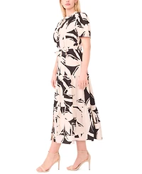 Msk Women's Short Sleeve Belted Maxi Dress