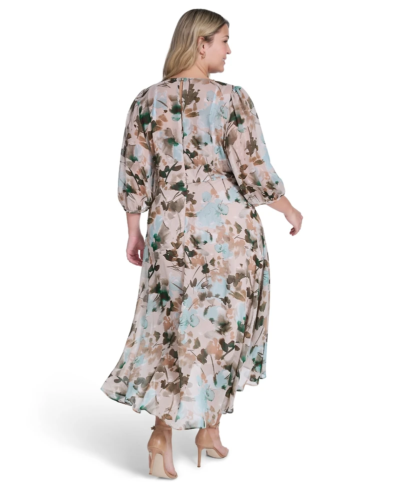 Calvin Klein Plus Surplice V-Neck Midi Dress
