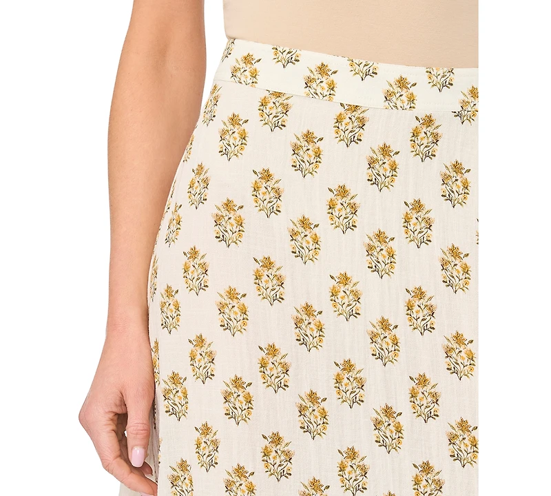 CeCe Women's Printed Zippered A-Line Skirt