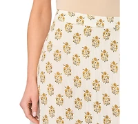 CeCe Women's Printed Zippered A-Line Skirt