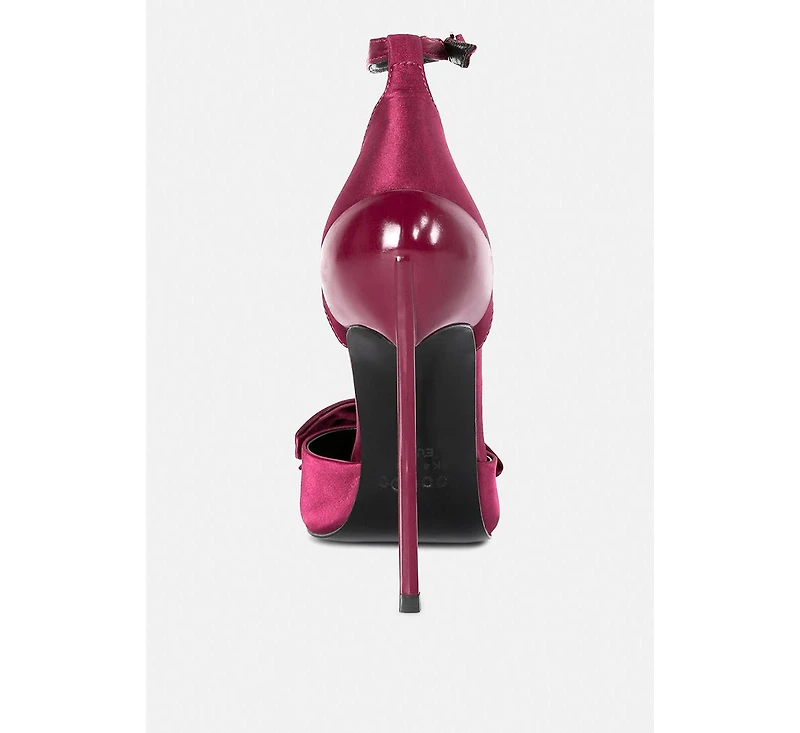 Dingles Womens Bow Embellished Satin Stiletto Sandals