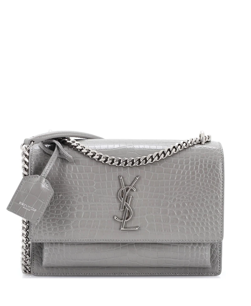 Pre-Owned Saint Laurent Medium Sunset Crossbody Bag Embossed Leather