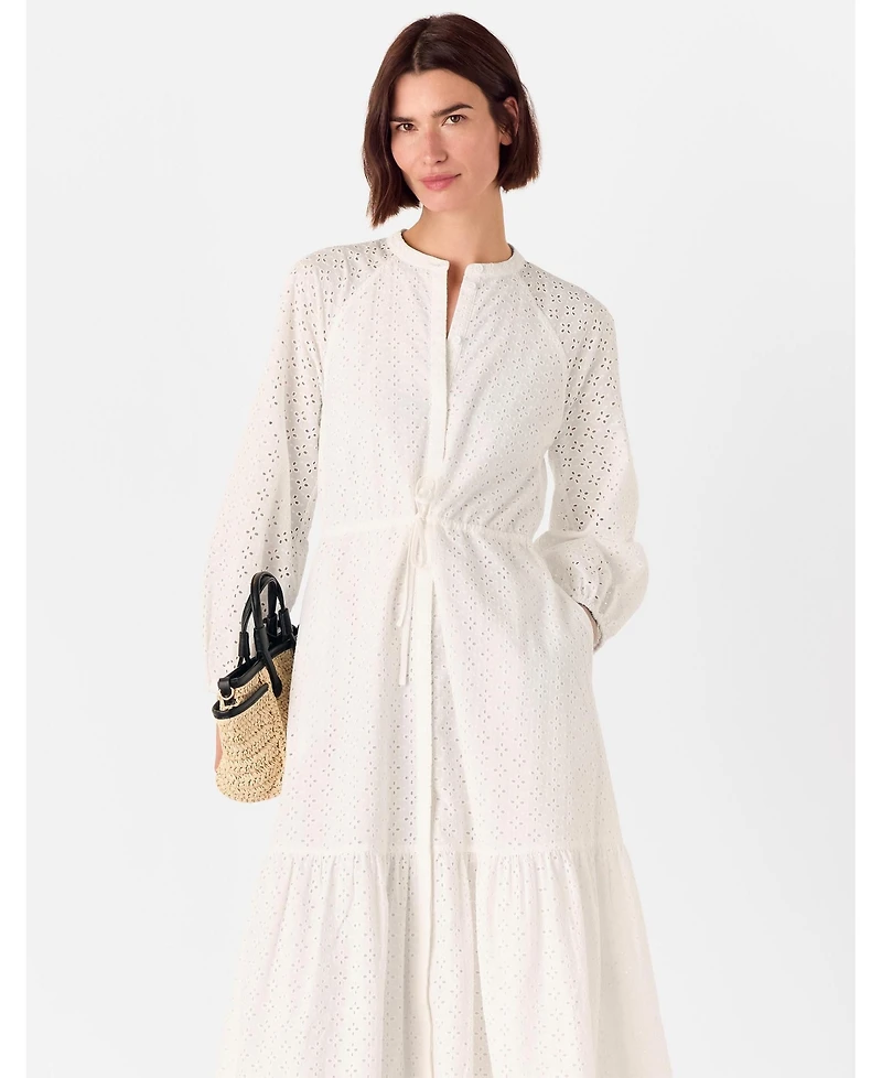 Whistles Women's Long Sleeve Broderie Midi Dress