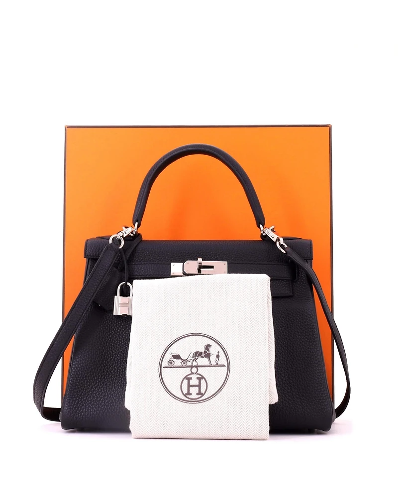 Pre-Owned HERMES Kelly Handbag Togo with Palladium Hardware