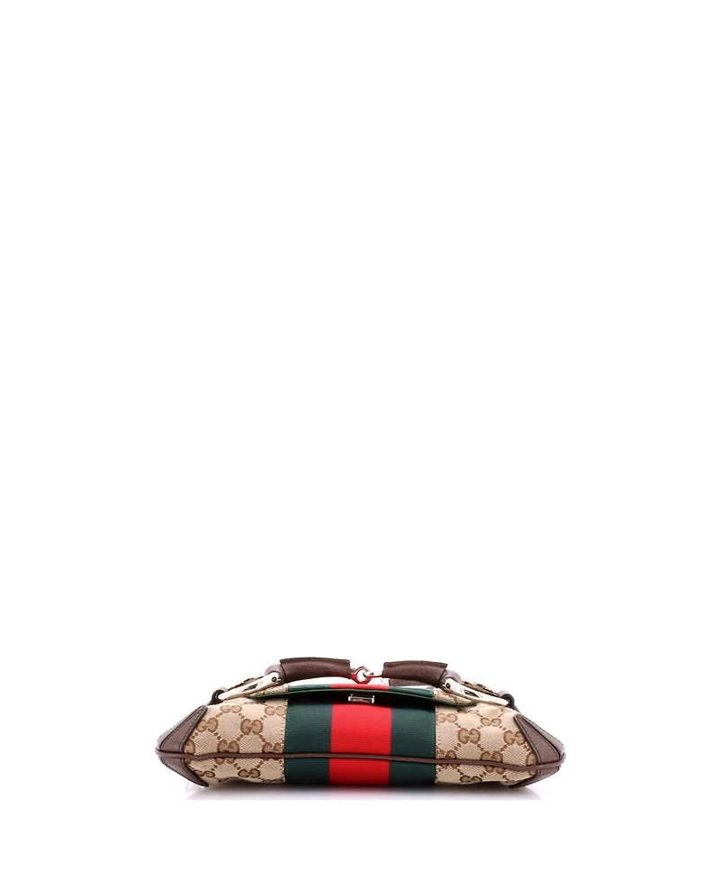 Pre-Owned Gucci Small Horsebit Nm Web Chain Clutch Gg Canvas