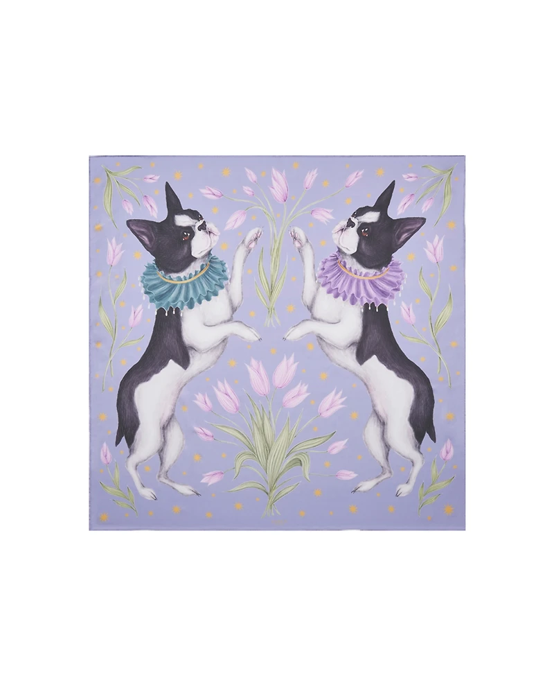 Fable England Women's Catherine Rowe Pet Portraits Frenchie Silk Square Scarf