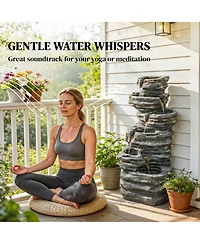 Outsunny Outdoor Fountain with Cascading Waterfall, 40