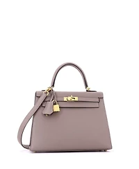 Pre-Owned HERMES Kelly 25 Handbag Grey Epsom with Gold Hardware