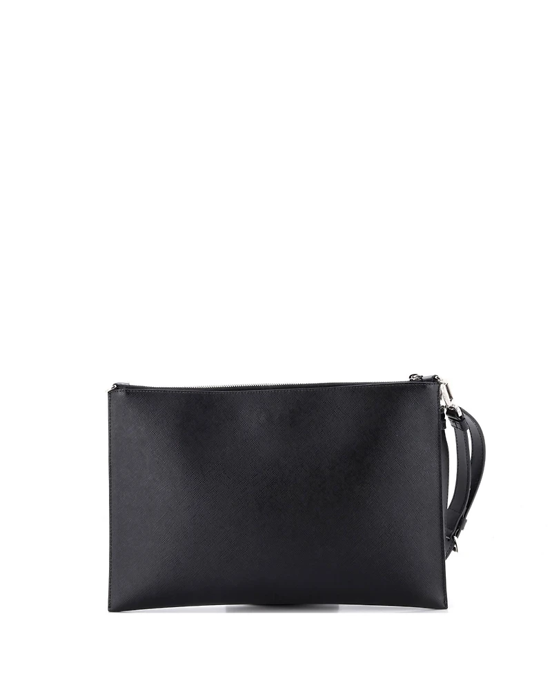 Pre-Owned Prada Convertible Zip Clutch Crossbody Bag Printed Saffiano Leather