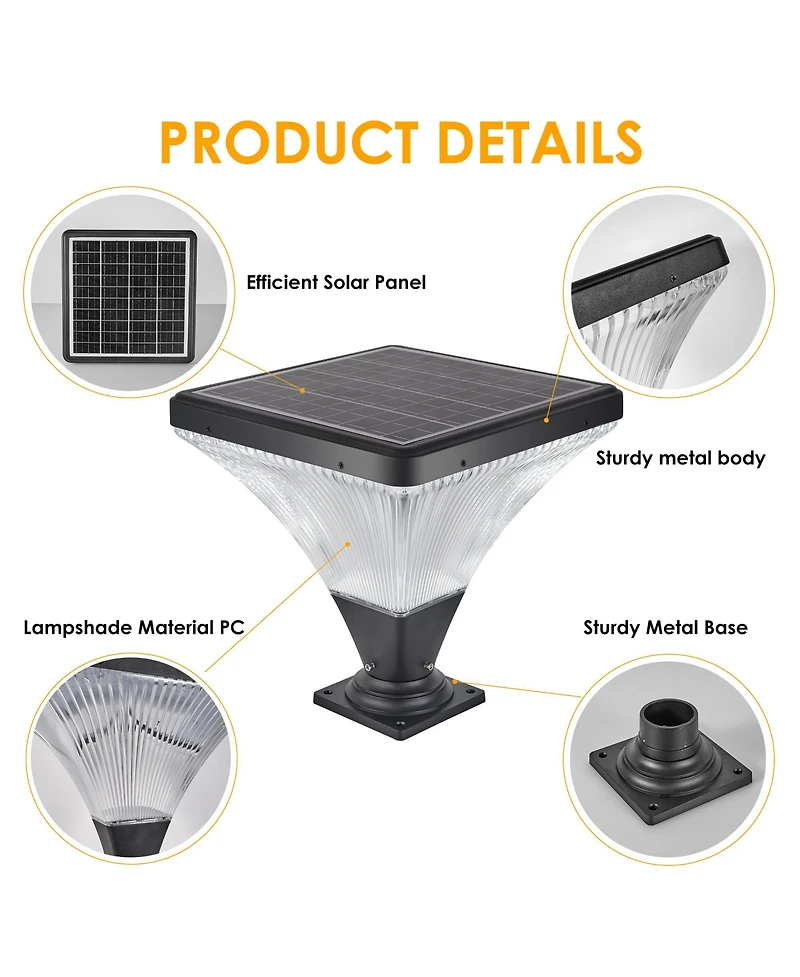 Clihome 15inch Outdoor Post Light, Led with Remote Control, Dimmable, Timer Function