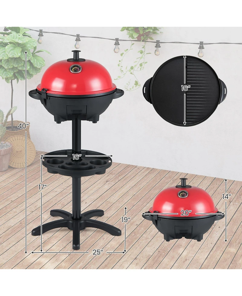 Sugift Electric Bbq Grill 1200W Indoor Outdoor Grill with 2-Zone Non-Stick Grilling Plate