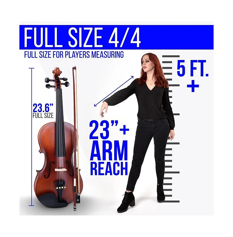 Pyle 4/4 Student Violin Kit - Plywood Violin with Tuner, Extra Strings, Shoulder Rest, and Case