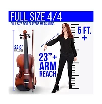 Pyle 4/4 Student Violin Kit - Plywood Violin with Tuner, Extra Strings, Shoulder Rest, and Case
