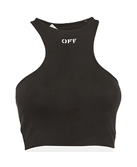 Pre-Owned Off-White Women's Logo Print Rib Knit Racer Back Tank Top