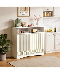 Tribesigns Double Tilt Out Trash Cabinet, 10 Gallon Hidden Trash Can Storage Cabinet with Open Compartments, Recycling Garbage Bin Holder