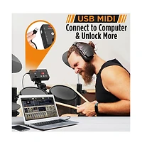 Pyle 7-Piece Electric Drum Set with Midi Support, Preloaded Sounds, Cymbals, Foot Pedals, and Mac/Pc Compatibility