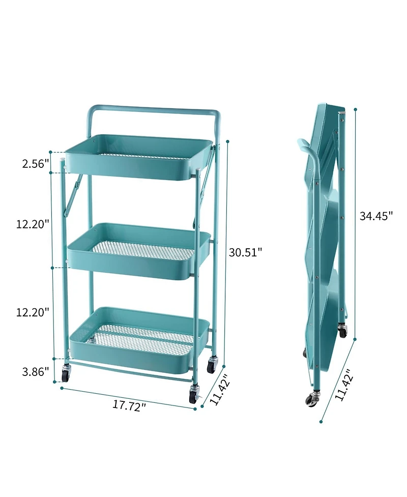 4 tier Rolling Utility Cart with Lockable Wheels