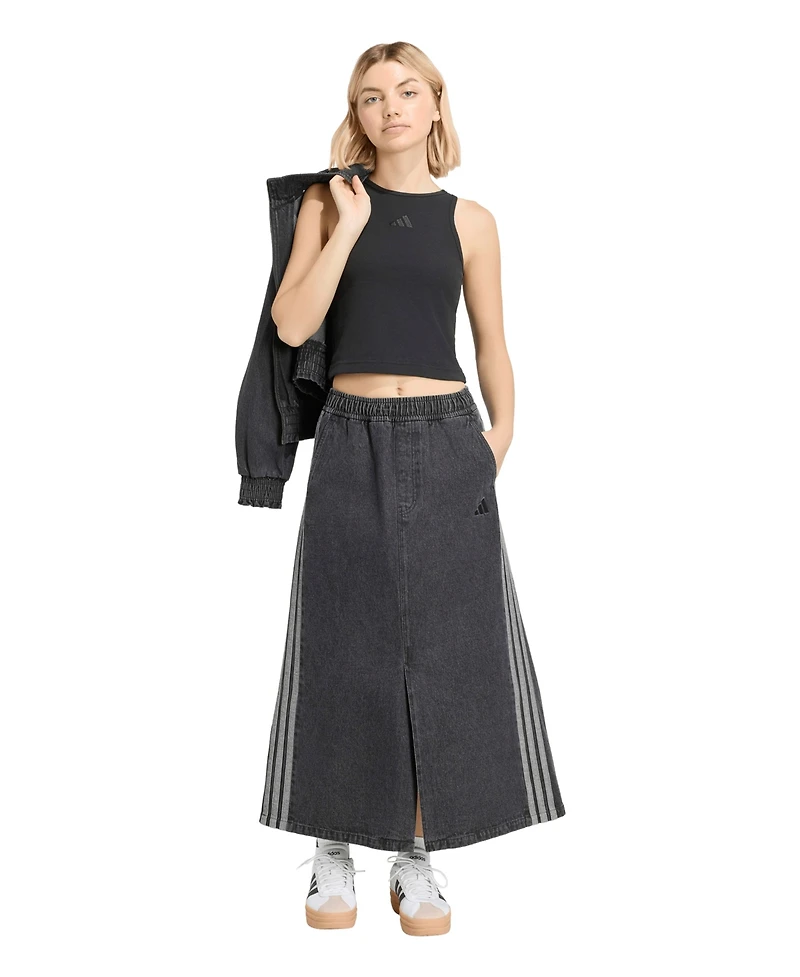 adidas Women's Stadium Washed Denim Loose-Fit Skirt