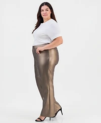Anne Klein Plus High-Waist Metallic Bootcut Pants