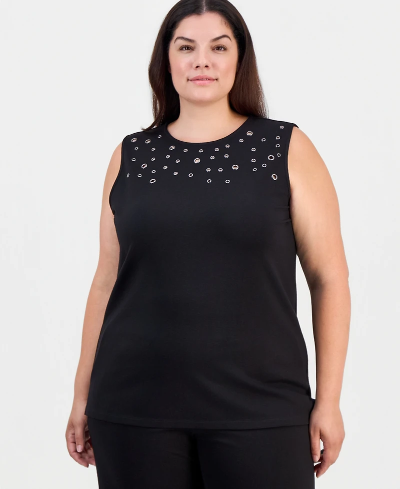 Anne Klein Plus Sleeveless Grommeted Top