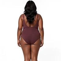 Calypsa Plus Size Mila One-Piece Swimsuit With Built-In Bra and Tummy Control