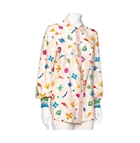 Pre-Owned Missoni Women's Printed Crepe and Knit Trim Detailed Button Front Shirt