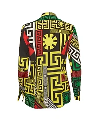 Pre-Owned Versace Women's Geometric Greek Print Silk Long Sleeve Shirt