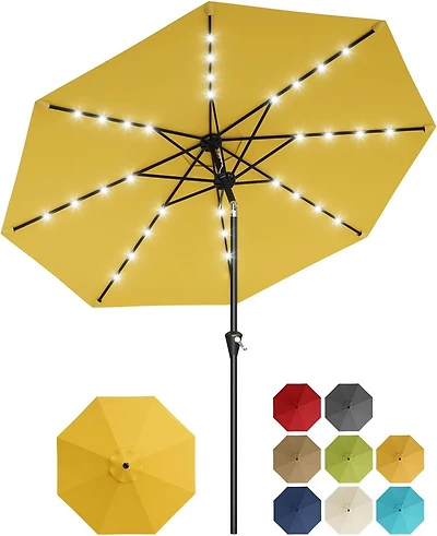 gaomon 10Feet Outdoor Table Solar Patio Umbrella with 32 Led Lights, Uv Protection for Pool