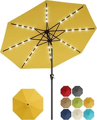 gaomon 10Feet Outdoor Table Solar Patio Umbrella with 32 Led Lights, Uv Protection for Pool
