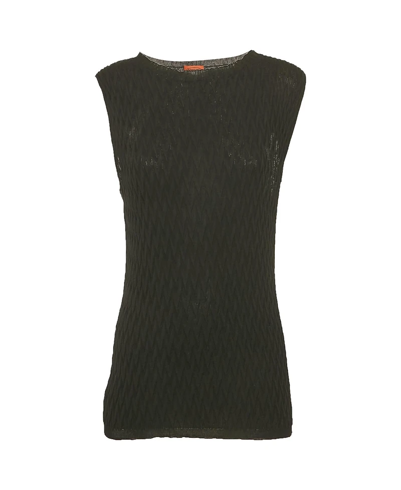 Pre-Owned Missoni Women's Textured Stretch Knit Crew Neck Top