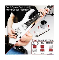 Pyle 6-String Electric Guitar Kit - Includes Amplifier, Digital Tuner, and Accessories