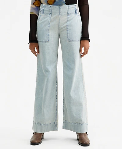 Free People Women's Mid-Rise Wide-Leg Utility Jeans