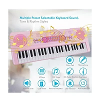 Pyle Portable Kids Karaoke Piano Keyboard with Wired Microphone, Rechargeable Battery - 49 Keys, PKBRD4911PK