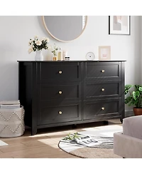 gaomon Modern 6 Drawer Wood Dresser with Nickel Handles