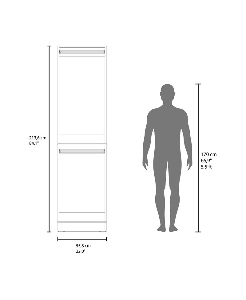 Depot E-Shop Dover Closet, 2 Shelves