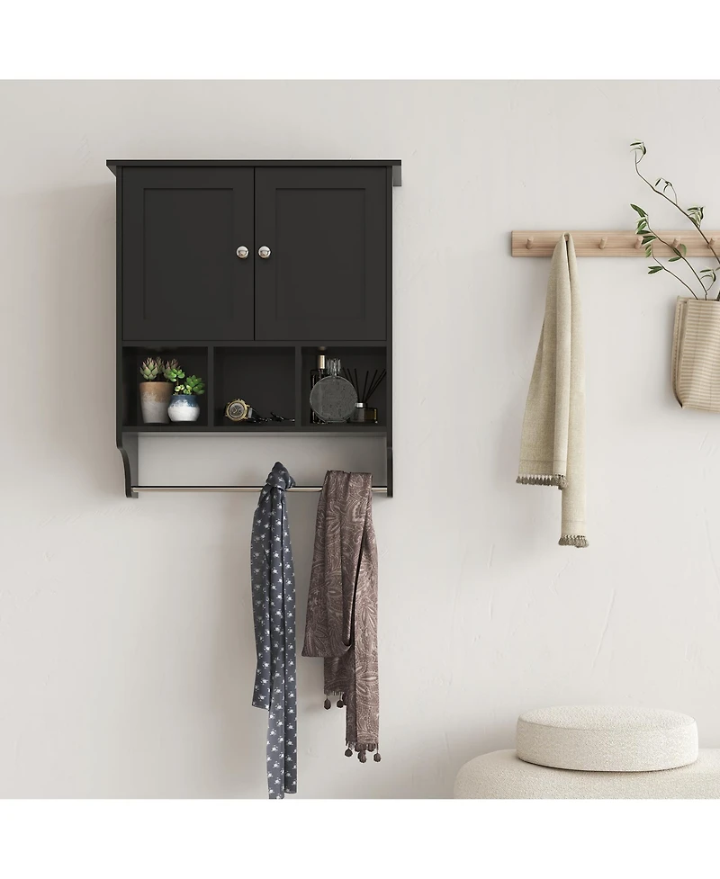Midola Medicine Cabinets, Space Saving Wall Cabinet with 2 Doors and Adjustable Towel Rack Shelves, Storage Saver for Bathroom