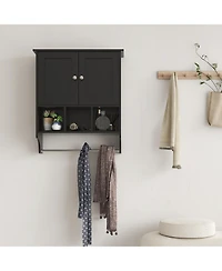 Midola Medicine Cabinets, Space Saving Wall Cabinet with 2 Doors and Adjustable Towel Rack Shelves, Storage Saver for Bathroom