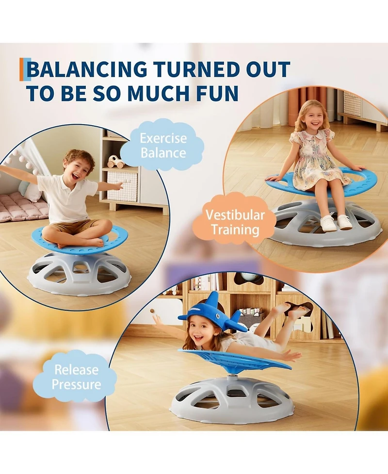 gaomon Kids Sensory Swivel Chair, Spinning Chair for Autistic Kids with Safety Handle and Non-Slip Design, Training Body Coordination