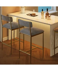 gaomon Bar Stools Set of 2,Upholstered Bar Chairs with Back,25.5 Inches Kitchen Bar Stools with Footrest,Thick Cushion,Counter Height Barstools