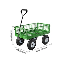 Sugift 680 lb Steel Garden Cart on Wheels Heavy Duty Pull Wagon Metal
