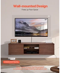 Gouun 60" Floating Tv Stand Wall Mount with Sliding Doors