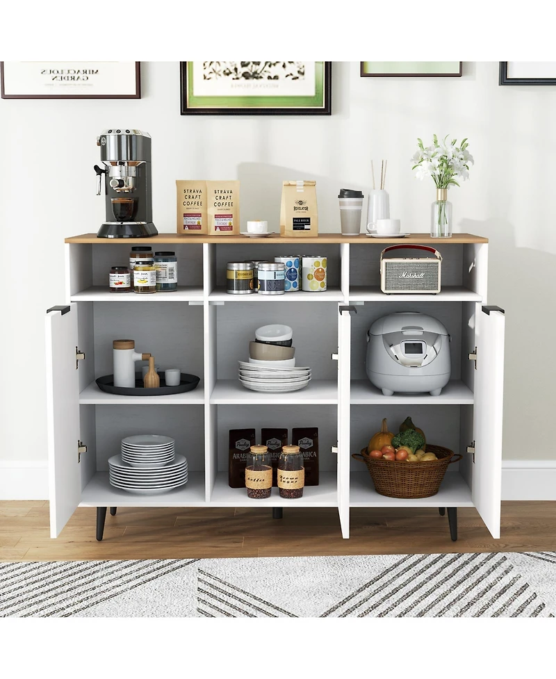 Gouun Sideboard Buffet Cabinet with 5-Position Adjustable Shelves, 47 x 16 x 35