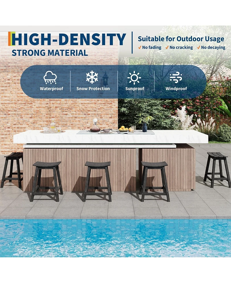 gaomon Weatherproof Hdpe Bar Stools Set - Outdoor Counter Height Patio Chairs, Heavy Duty Resin, Ergonomic Footrest, Non-Slip, for Garden, 2-Pack