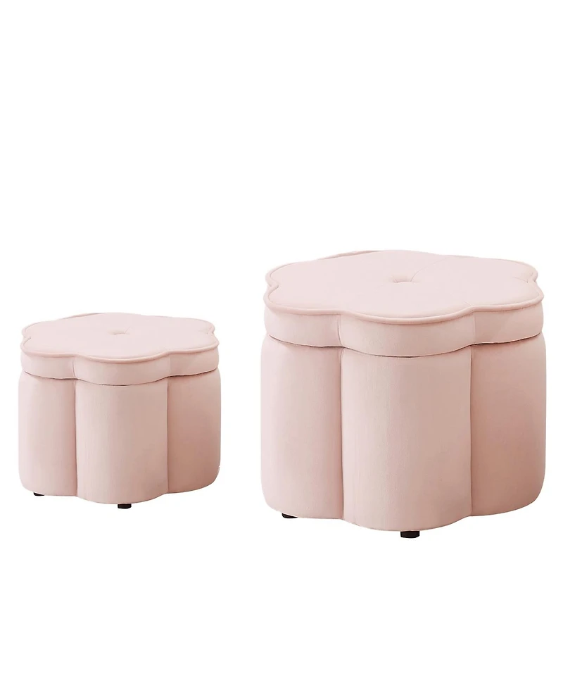 Streamdale Furniture Velvet Storage Ottoman Set of 2