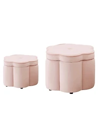 Streamdale Furniture Velvet Storage Ottoman Set of 2