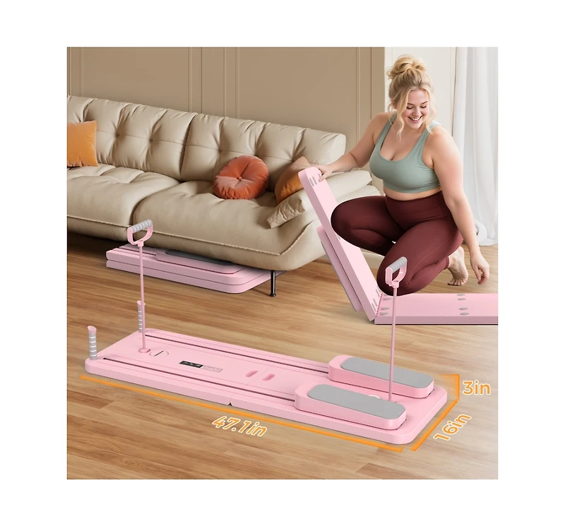Fed Fitness 5 1 Folding Pilates Board, Reformer Set with 300 Lbs Weight Capacity, Portable Home for Woman